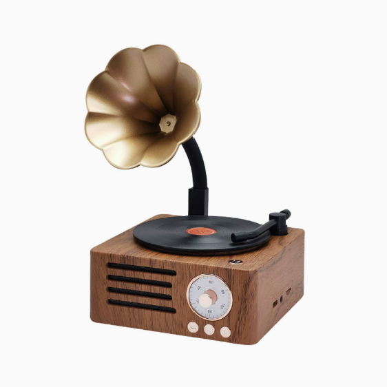 Retro Phonograph Bluetooth Speaker Wood Grain Mini Speaker