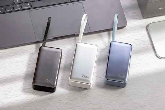 Compact Portable Quick Charge Power Bank with Built-in Cable
